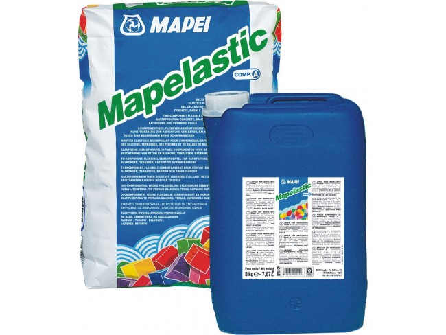 MAPEI - MAPELASTIC - 32kg A+B(24kg+8kg) - ΓΚΡΙ - Τσιμεντοειδές κονίαμα δύο συστατικών, ελαστικό έως -20οC, για τη στεγάνωση μπαλκονιών, ταρατσών, μπάνιων και πισίνων.
