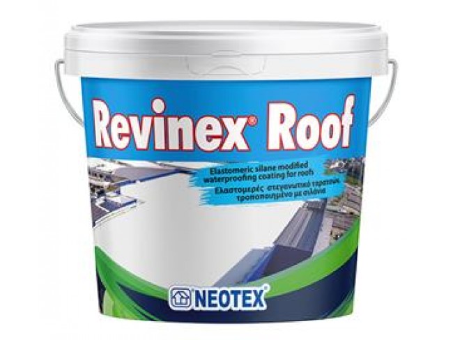 NEOTEX - Revinex Roof - 12kg - ΛΕΥΚΟ - Ελαστομερές ακρυλικό επαλειπτικό ταρατσών, εξαιρετικής αντοχής με σιλάνια.