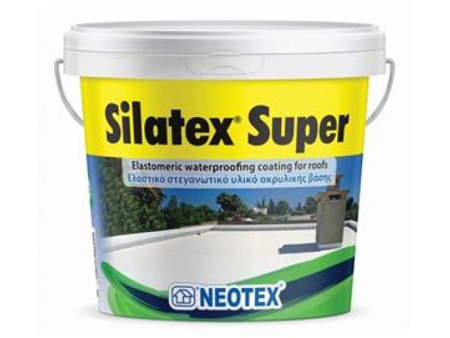 NEOTEX - Silatex Super - 12kg - ΛΕΥΚΟ - Ακρυλικό επαλειπτικό στεγανωτικό ταρατσών υψηλής ελαστικότητας και αντοχής.