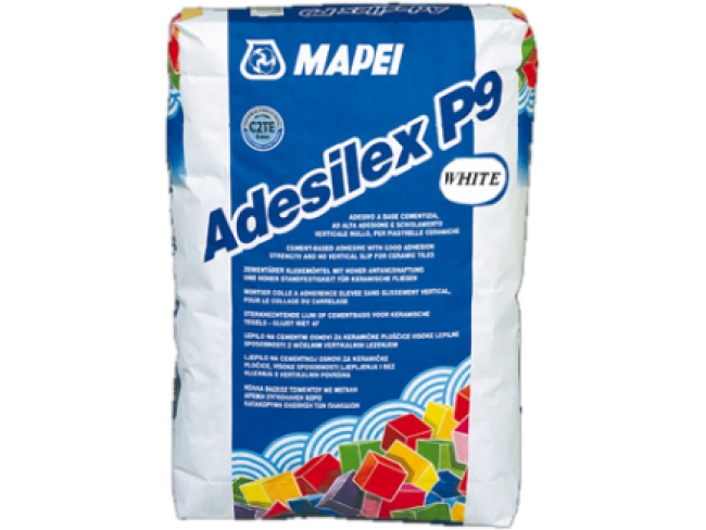 MAPEI - ADESILEX P9 C2TE - ΛΕΥΚΗ 25kg - Κόλλα τσιμεντοειδούς βάσης, υψηλών επιδόσεων και παρατεταμένο ανοιχτό χρόνο εφαρμογής για κεραμικά πλακίδια.