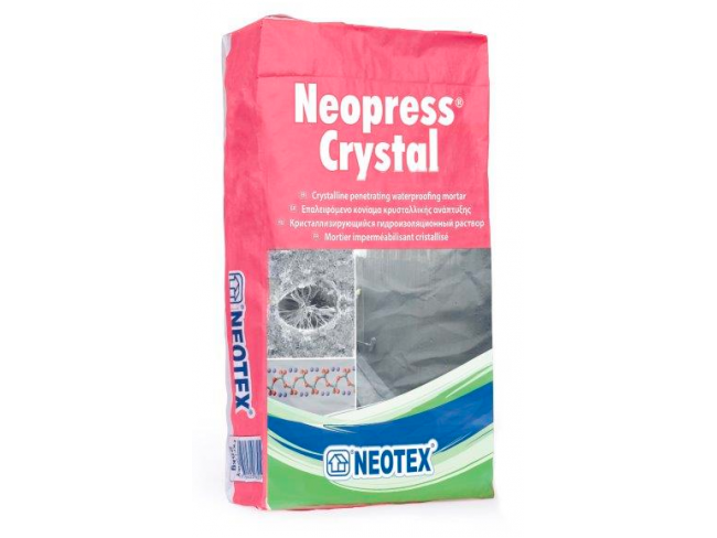 NEOTEX - Neopress Crystal - ΓΚΡΙ 25kg - Επαλειφόμενο χαλαζιακό κονίαμα κρυσταλλικής ανάπτυξης.