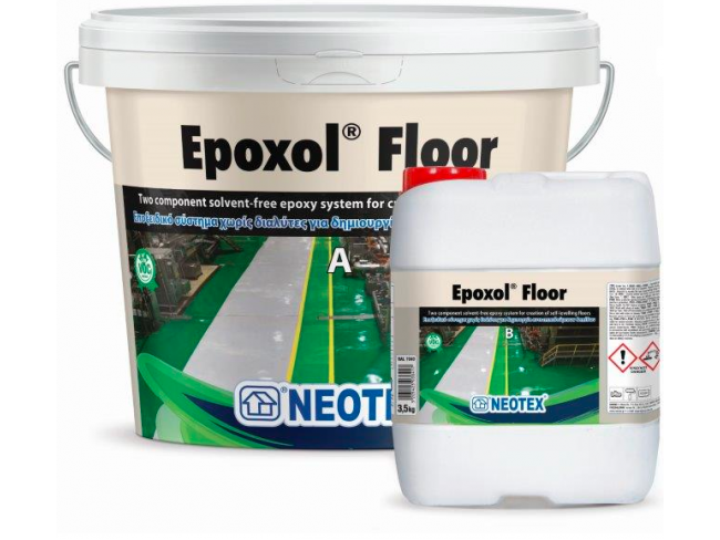 NEOTEX - Epoxol Floor Winter - 13kg - Πολλαπλών χρήσεων εποξειδικό σύστημα χωρίς διαλύτες για δημιουργία αυτoεπιπεδούμενων  δαπέδων. Για εφαρμογή σε χαμηλές θερμοκρασίες και αυξημένη υγρασία.