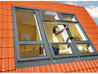 Παράθυρο Στέγης FAKRO FDY-V DUET Prosky 78x255cm με ανυψωμένο άξονα περιστροφής, με αυτόματη θυρίδα αερισμού V40P και ενεργειακό υαλοπίνακα U3