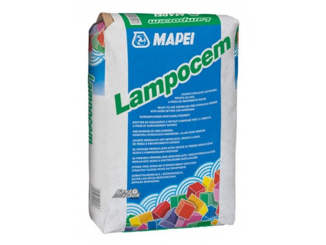 MAPEI - LAMPOCEM - 25kg - Έτοιμο προς χρήση, μη συρρικνούμενο υδραυλικό συνδετικό ταχείας πήξης και σκλήρυνσης.