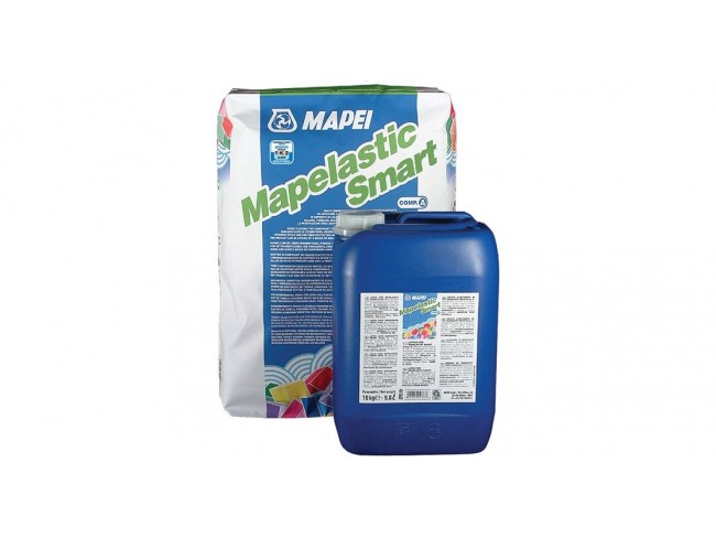 MAPEI - MAPELASTIC SMART GREY(ΓΚΡΙ) 30kg (20kg+10kg) - Τσιμεντοειδές κονίαμα δύο συστατικών, με υψηλή ελαστικότητα, για στεγάνωση σε ταράτσες, μπαλκόνια, μπάνια, πισίνες.