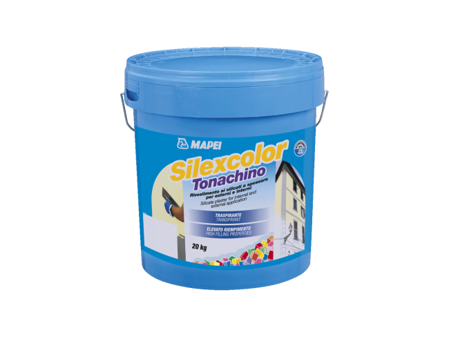 MAPEI - SILEXCOLOR TONACHINO - 20kg - Διαπνέον επίχρισμα με βάση τροποποιημένο πυριτικό κάλιο, με μεγάλες ικανότητες πλήρωσης για εσωτερικές και εξωτερικές επιφάνειες.