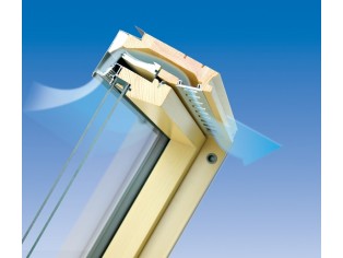 FAKRO Ηλεκτρικό περιστρεφόμενο παράθυρο στέγης κεντρικού άξονα FTP V - U3 Z-WAVE Με στεγάνωση ΕHN Fakro (για όλους τους τύπους κεραμιδιού). +10 χρόνια εγγύηση.  114x118