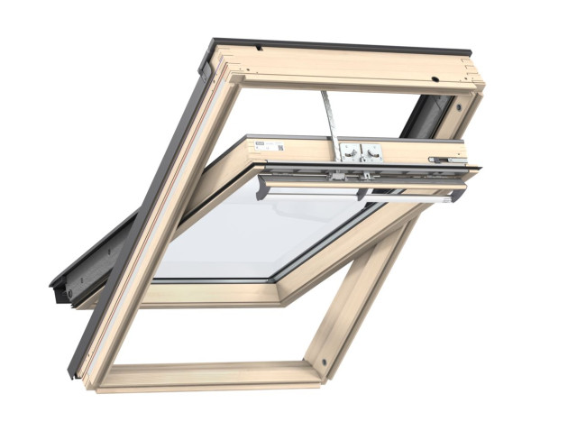 Velux GGL Integra Ηλεκτρικό παράθυρο με ασύρματο άνοιγμα και κλείσιμο. 78x118cm. Με αρμοκάλυπτρα EDW για στέγες με κλασσικά κεραμίδια. 10 χρόνια εγγύηση VELUX. 