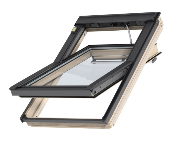 Velux GGL Integra Ηλεκτρικό παράθυρο με ασύρματο άνοιγμα και κλείσιμο. 78x118cm. Με αρμοκάλυπτρα EDW για στέγες με κλασσικά κεραμίδια. 10 χρόνια εγγύηση VELUX. 