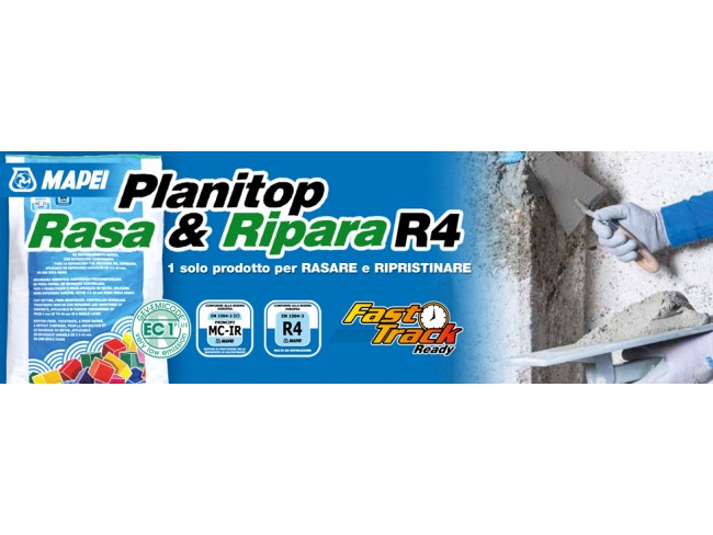 MAPEI - PLANITOP SMOOTH & REPAIR R4 (RASA & RIPARA R4) - 25kg - Θιξοτροπικό τσιμεντοκονίαμα δομικής ενίσχυσης ομάδας R4, ινοπλισμένο, ταχείας πήξης, μη συρρικνούμενο.