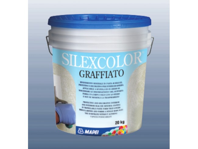 MAPEI - SILEXCOLOR GRAFFIATO 1,8mm  -  20 kg - Διαπνέον επίχρισμα πυρτιτικής βάσης. Ανάγλυφη υφή. 