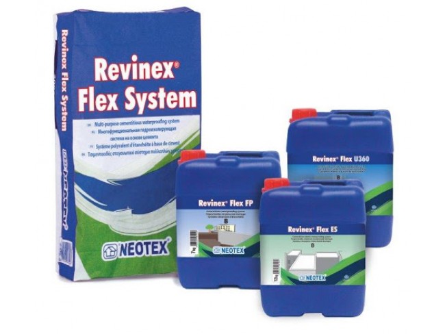 NEOTEX - Revinex Flex System U360 - 35kg (A+B) ΓΚΡΙ - Τσιμεντοειδές στεγανωτικό σύστημα πολλαπλών χρήσεων.